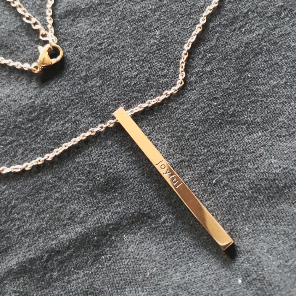 "Joyful" Rose-gold bar necklace